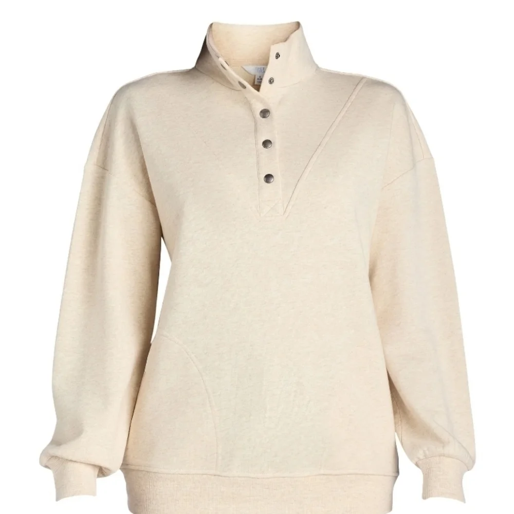 Oatmeal Heather Henley Pullover New Women's XL 16-18 Casual Outdoor Fall Winter - Picture 3 of 8